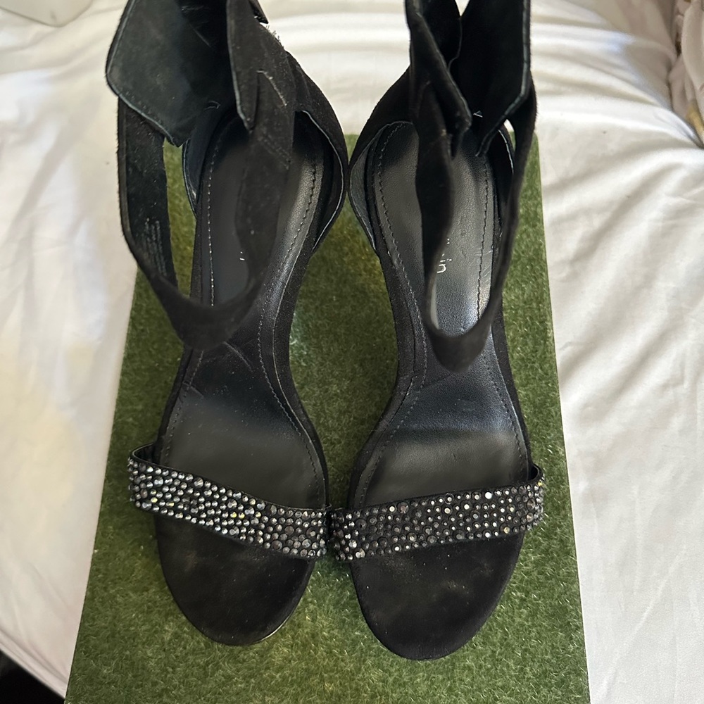 Calvin Klein Black Heels with Rhinestone Accents